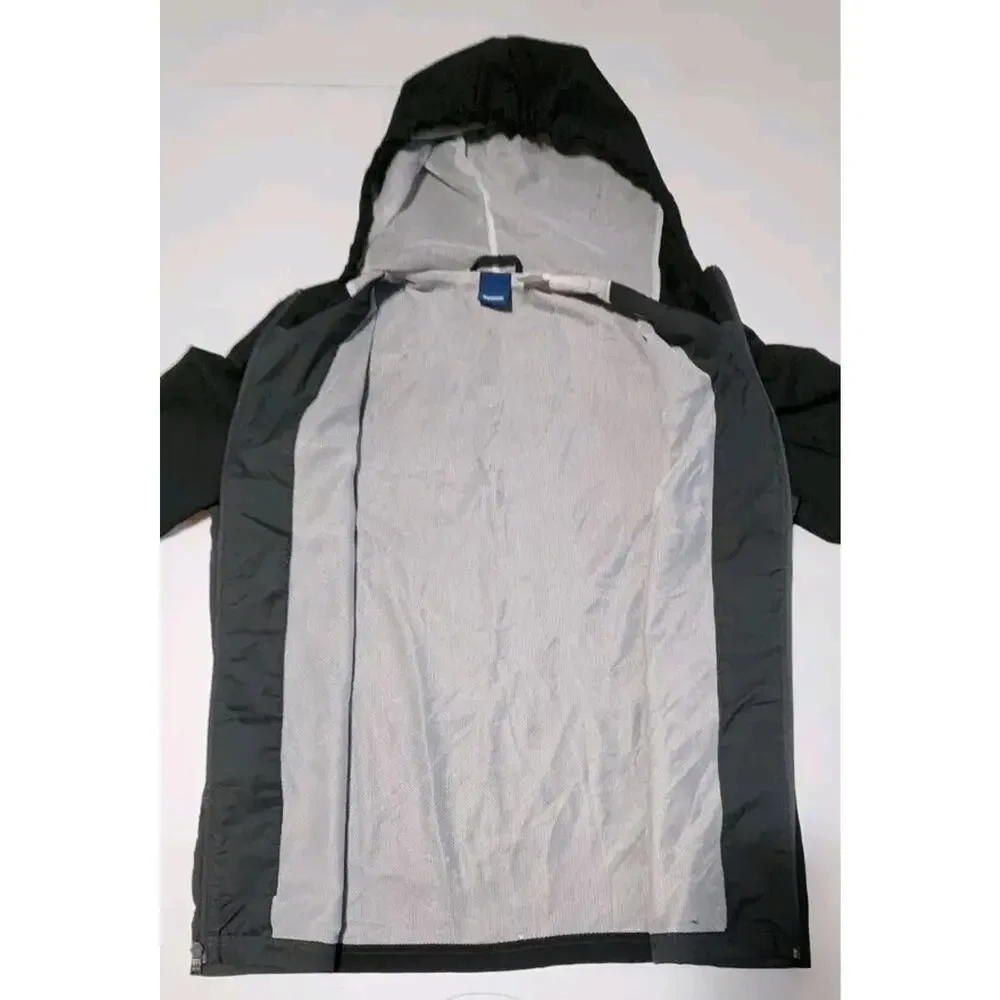 Reebok Jacket Mens Medium Black Hooded Full Zip Jumper Windbreaker Sport